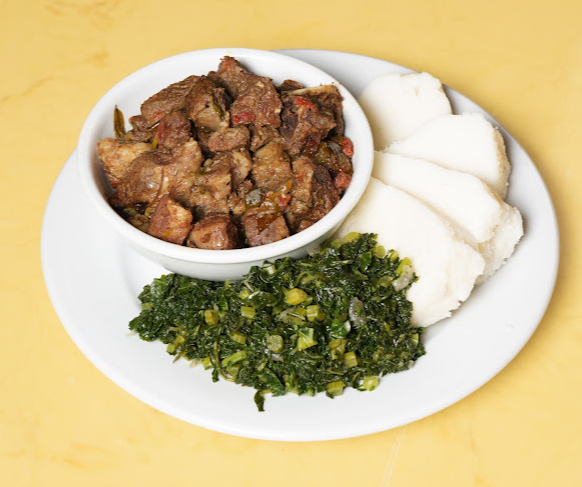 Ugali, Beef Fry & Greens